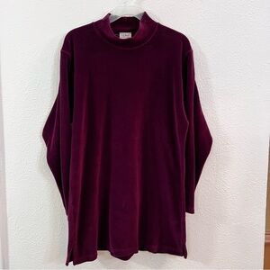 LL Bean cranberry velour turtleneck tunic